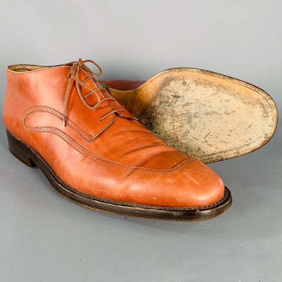 PACIOTTI Size 9 Brown Cognac Perforated Leather Lace-Up Shoes main image 6